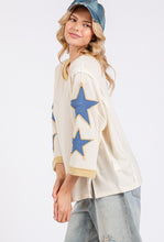 Load image into Gallery viewer, SAGE + FIG Star Patch Side Slit Round Neck Top

