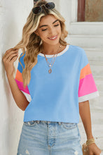 Load image into Gallery viewer, Lovelet Color Block Round Neck Half Sleeve T-Shirt
