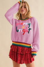 Load image into Gallery viewer, MERRY &amp; BRIGHT Ribbed Round Neck Sweater
