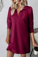 Load image into Gallery viewer, Double Take Textured Quarter Zip Long Sleeve Dress
