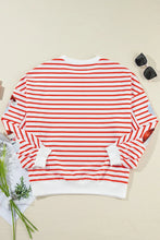 Load image into Gallery viewer, Sequin Santa Striped Round Neck Long Sleeve Sweatshirt
