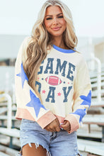 Load image into Gallery viewer, GAME DAY Star Patch Round Neck Long Sleeve Sweatshirt
