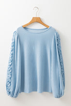 Load image into Gallery viewer, Frill Texture Round Neck Long Sleeve Sweatshirt
