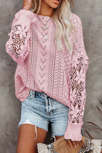 Load image into Gallery viewer, Openwork Round Neck Long Sleeve Sweater
