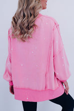 Load image into Gallery viewer, Exposed Seam Splatter Print Round Neck Sweatshirt
