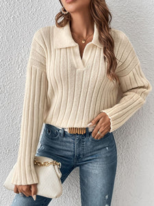 Johnny Collar Long Sleeve Sweater