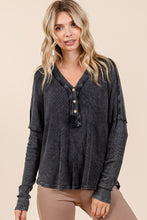 Load image into Gallery viewer, Mittoshop Washed V-Neck Long Sleeve Blouse
