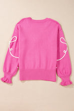 Load image into Gallery viewer, Bow Round Neck Dropped Shoulder Sweater
