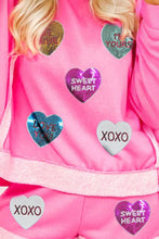 Load image into Gallery viewer, Sequin Heart Round Neck Top and Shorts Set
