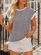 Load image into Gallery viewer, Contrast Trim Round Neck Short Sleeve T-Shirt
