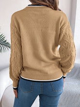 Load image into Gallery viewer, Contrast Trim Round Neck Long Sleeve Sweater
