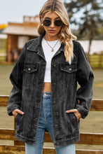 Load image into Gallery viewer, Buttoned Collared Neck Denim Jacket with Pockets
