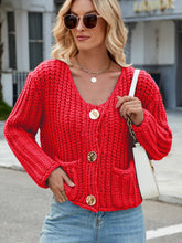 Load image into Gallery viewer, Round Neck Button Up Cardigan with Pockets
