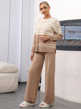 Load image into Gallery viewer, Basic Bae Striped Round Neck Long Sleeve Top and Pants Sweater Set
