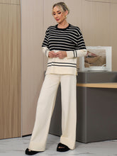 Load image into Gallery viewer, Basic Bae Striped Round Neck Long Sleeve Top and Pants Sweater Set
