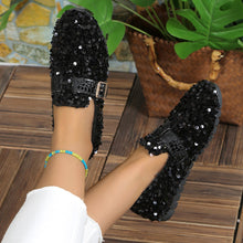 Load image into Gallery viewer, Sequin Round Toe Slip-Ons
