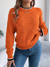 Load image into Gallery viewer, Contrast Trim Round Neck Long Sleeve Sweater
