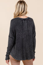 Load image into Gallery viewer, Mittoshop Washed V-Neck Long Sleeve Blouse
