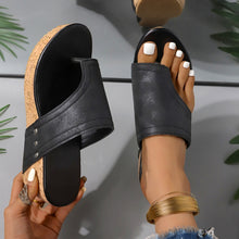 Load image into Gallery viewer, PU Leather Wedge Sandals
