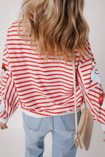 Load image into Gallery viewer, Sequin Santa Striped Round Neck Long Sleeve Sweatshirt
