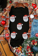 Load image into Gallery viewer, Sequin Santa Round Neck Short Sleeve T-Shirt
