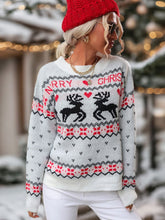 Load image into Gallery viewer, Perfee Reindeer Round Neck Long Sleeve Sweater
