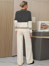 Load image into Gallery viewer, Basic Bae Striped Round Neck Long Sleeve Top and Pants Sweater Set
