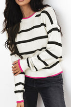 Load image into Gallery viewer, Striped Round Neck Drop Shoulder Sweater
