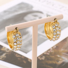 Load image into Gallery viewer, Titanium Steel Rhinestone Hoop Earrings
