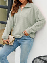Load image into Gallery viewer, Textured Quarter Zip Long Sleeve Sweatshirt
