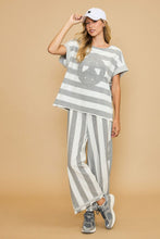 Load image into Gallery viewer, Umgee Peace Sign Patch Striped Wide Leg Pants
