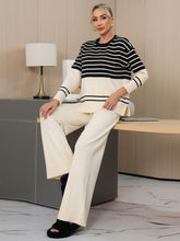 Load image into Gallery viewer, Basic Bae Striped Round Neck Long Sleeve Top and Pants Sweater Set
