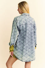 Load image into Gallery viewer, Davi &amp; Dani Curved Hem Diamond Quilted Button Up Denim Shacket
