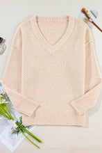 Load image into Gallery viewer, V-Neck Dropped Shoulder Long Sleeve Sweater
