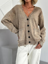 Load image into Gallery viewer, Distressed Button Down Long Sleeve Cardigan
