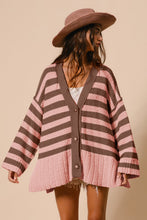 Load image into Gallery viewer, BiBi Slit Striped V-Neck Button Up Cardigan
