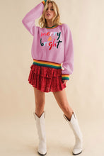 Load image into Gallery viewer, MERRY &amp; BRIGHT Ribbed Round Neck Sweater
