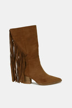 Load image into Gallery viewer, Beast Fashion Suede Fringe Point Toe Boots
