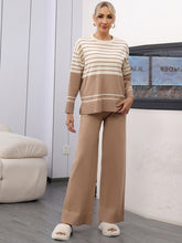 Load image into Gallery viewer, Basic Bae Striped Round Neck Long Sleeve Top and Pants Sweater Set
