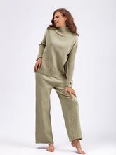 Load image into Gallery viewer, Basic Bae High- Low Turtleneck Long Sleeve Top and Pants Sweater Set
