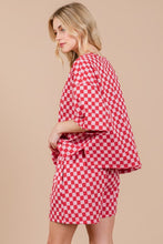 Load image into Gallery viewer, Ces Femme Checkered Round Neck Top and Shorts Set
