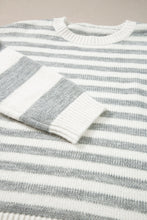 Load image into Gallery viewer, Striped Round Neck Dropped Shoulder Sweater
