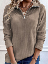 Load image into Gallery viewer, Full Size Quarter Zip Long Sleeve Top
