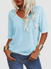 Load image into Gallery viewer, V-Neck Dropped Shoulder Half Sleeve T-Shirt
