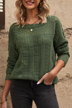 Load image into Gallery viewer, Openwork Round Neck Long Sleeve Knit Top
