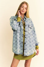 Load image into Gallery viewer, Davi &amp; Dani Curved Hem Diamond Quilted Button Up Denim Shacket
