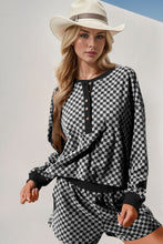 Load image into Gallery viewer, Double Take Checkered Half Button Top and Shorts Set
