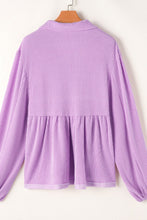 Load image into Gallery viewer, Corded Johnny Collar Long Sleeve Babydoll Blouse
