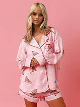 Load image into Gallery viewer, Printed Collared Neck Long Sleeve Top and Shorts Set
