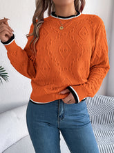 Load image into Gallery viewer, Contrast Trim Round Neck Long Sleeve Sweater
